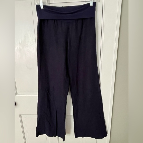 Green Dragon 100% Linen Navy Wide Leg Pull On Pants Size M Beach Coastal Grandma - Picture 1 of 13